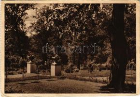 1937 Verőce, Nógrádverőce; Migazzi üdülőotthon, park részlet, képeslapfüzetből + "NÓGRÁDVERŐCZE P.U." (EB)