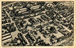 1933 Budapest, Nemzetközi Vásár látképe. Kanics Miklós tervei alapján s: Túri-Polgár I. (ragasztónyomok / glue marks)