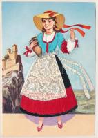 Hímzett népviseletű spanyol nő / silk embroidered woman in Spanish folk costume