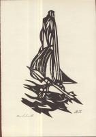 AK. jelzéssel: Hajó, kivágás, / hand-cut   21x29 cm