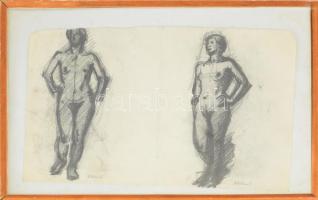 Istókovits Kálmán (1898-1990): Álló női aktok. Ceruza, papír. Jelzett. Üvegezett keretben. 17x26 cm