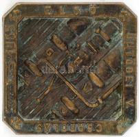 Sor-vas 1965 Első Öntödei Csapolás bronz plakett, 11,5x11,5 cm