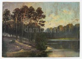 H Wolff jelzéssel (Heinrich Wolff?), 1900 körül: Vízparti naplemente. Olaj, karton, sérült, 37x50 cm