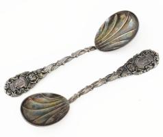 Bader 2 darab ezüstözött cukorszóró kanál, jelzett, h: 12 cm