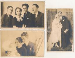 3 db RÉGI fotós képeslap: családi fotók, Marosvásárhely és Szászrégen / 3 pre-1945 photo postcards: family portraits from Targu Mures and Reghin