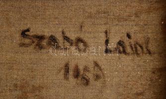 Szabó Lajos (1927-1995): Árvíz után. Olaj, vászon, jelzett. Hátoldalán autográf felirattal. Dekoratí...