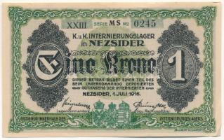 Nezsider / hadifogolytábor 1916. 1K római sorozat- és arab sorszámmal, "MS" jelzéssel &quo...