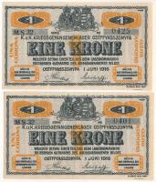 Ostffyasszonyfa / Hadifogolytábor 1916. június 1. 1K (2x) arab sorozat- és sorszámmal relatív közeli...