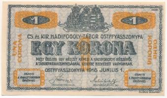 Ostffyasszonyfa / Hadifogolytábor 1916. június 1. 1K arab sorozat- és sorszámmal "MS 32 0402" T:AU Hungary / Ostffyasszonyfa / POW Camp June 1st 1916. 1 Korona arabic series and serial numerals "MS 32 0402" C:AU Adamo HHO-2.3.2