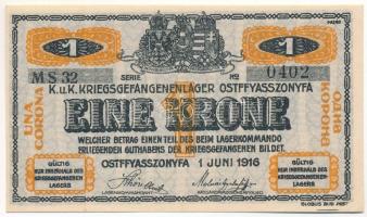 Ostffyasszonyfa / Hadifogolytábor 1916. június 1. 1K arab sorozat- és sorszámmal "MS 32 0402&qu...