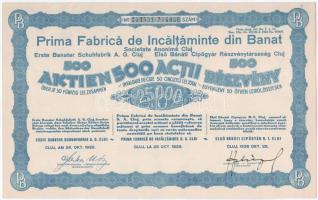 Románia / Kolozsvár 1938. "Első Bánáti Cipőgyár Részvénytársaság" 500 részvénye egyenként 50L-ről szelvényekkel T:AU Romania / Cluj 1938. "First Shoe Factory of Banat Share Company" 500 shares, each about 50 Lei with coupons C:AU