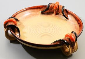 cca 1930/40 Art deco asztalközép kínáló, kis sérülésekkel, jelzés nélkül, d: 34 cm