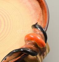 cca 1930/40 Art deco asztalközép kínáló, kis sérülésekkel, jelzés nélkül, d: 34 cm