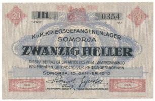 Somorja / hadifogolytábor 1916. január 15. 20f két nagybetűs sorozat és arab sorszámmal "II1 03...