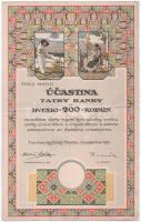 Csehszlovákia / Turócszentmárton 1920. "Tátra Bank" részvénye 200K-ról szárazpecséttel, szelvényekkel T:F Czechoslovakia / Turciansky Svaty Martin 1920. "Tatra Bank" share about 200 Korun with embossed stamp and coupons C:F