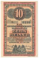 Sopronnyék / hadifogolytábor 1916. június 16. 10f arab sorozat- és sorszámmal "6 0199" T:A...
