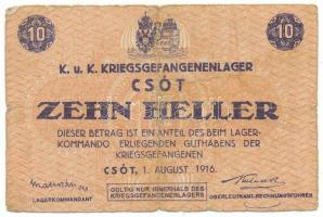 Csót / Hadifogolytábor 1916. augusztus 1. 10f számozás és aláírás nélkül T:F,VG
Adamo HHC-1.1