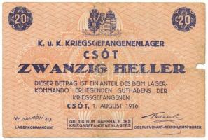 Csót / Hadifogolytábor 1916. augusztus 1. 20f sor- és sorozatszám nélkül T:VG
Hungary / Csót / POW ...