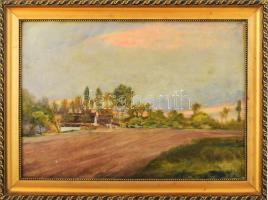 Jelzés nélkül, magyar, feltehetően XX. sz. elején működött festő: Helvécia (Bács-Kiskun). Olaj, karton. Dekoratív, kissé kopott fakeretben. 35x49 cm