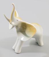 Hollóházi porcelán elefánt, terv.: Schrammel Imre, kézzel festett, jelzett, hibátlan, m: 18 cm