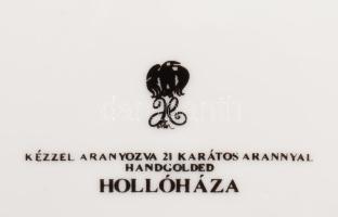 Hollóházi Szász Endre által tervezett mintával díszített porcelán tál. Matricás, jelzett, hibátlan d...