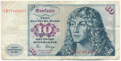 NSZK 1980. 10M "CR7748527T" T:F, szakadás FRG 1980. 10 Mark "CR7748527T" C:F, tear Krause P#31d