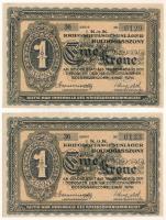 Boldogasszony / Hadifogolytábor 1916. május 1. 1K (2x) közeli arab sorozat- és sorszámmal "36 0...