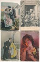 17 db RÉGI zsáner motívum képeslap vegyes minőségben: szerelmes párok, hölgyek, gyerekek / 17 pre-1945 motive postcards in mixed quality: love couples, ladies, children