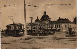 Újvidék, Novi Sad; Artézi fürdő, villamos. Urban Ignác kiadása / spa, tram (EB)