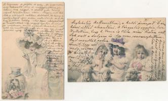 4 db RÉGI (1905 előtti) motívum képeslap: hölgyek, gyerekek / 4 pre-1905 motive postcards: ladies, c...