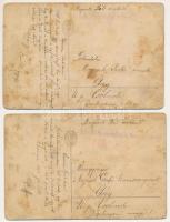 2 db RÉGI motívum képeslap: lányok macskával és tacskókkal / 2 pre-1945 motive postcards: girls with...