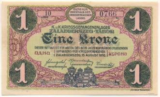Zalaegerszeg / hadifogolytábor 1916. augusztus 15. 1K arab sorozat és sorszámmal "10 0766"...
