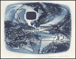 Zsigovics Iván (1958-): Talány, 1978. Színes rézkarc, papír, jelzett, lap szélén paszpartuzás nyomai...