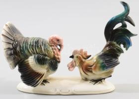 Grafenthal kakas és pulyka figurapár, jelzett, kis tűzhibával, 19x13 cm
