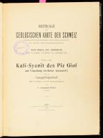 Über den Kali-Syenit des Piz Giuf und Umgebung (östliches Aarmassiv) und seine Ganggefolgschaft-dissertation. Beitrage zur Geologische Bibliographie der Schweiz, . Bern, 1904. A. Francke. 181p. 5 T. fotók, térképek. Korabeli félvászon kötésben