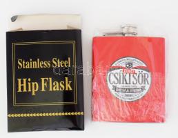 Reklámos fém lapoüveg, dobozában, m: 12,5 cm