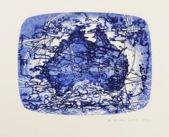 Zsigovics Iván (1958-): Kozmosz (cím nélkül), 1978. Rézkarc, papír, jelzett, lap szélén paszpartuzás nyomaival, 12x16 cm