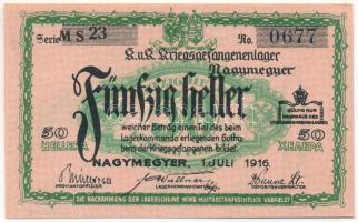 Nagymegyer / Hadifogolytábor 1916. július 1. 50f arab sorozat- és sorszámmal "23 0677", &q...