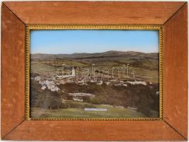 cca 1900 Friedberg, Stájerország (Steiermark, Österreich) látképe, gyöngyház berakásos fotónyomat, fakeretben, 22x29 cm