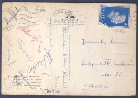 1966 A Magyar labdarúgó-válogatott tagjai által aláírt képeslap