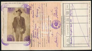 1937 Vadászjegy, kijáró fényképpel