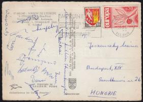 1966 A Magyar labdarúgó-válogatott tagjai által aláírt képeslap