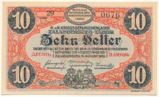 Zalaegerszeg / hadifogolytábor 1916. augusztus 15. 10f arab sorozat és sorszámmal, "29 0676&quo...