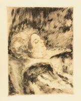 Csók István (1865-1961) - Prihoda István (1891-1956): Báthory Erzsébet. Rézkarc, papír, jelzés nélkül. Lap széle kissé foltos és kissé sérült. 30,5x23 cm