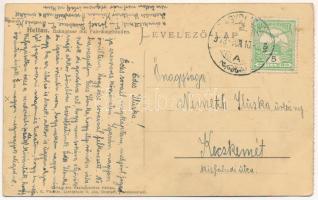 1913 Nagydisznód, Heltau, Cisnadie; Bahngasse mit Fabriksgebäuden / Vasút utca gyárépületekkel, szőn...