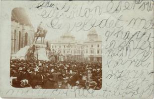 1914 Kolozsvár, Cluj; Mátyás király szobor avatása (?), ünnepség / statue, ceremony. photo (EM)