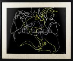 Szántó Piroska (1913-1998): Kecskék, 1970. Kréta, papír. Jelezve jobbra lent. 45x63 cm