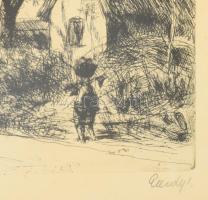 Élesdy István (1912-1987): Kis házak. Rézkarc, papír, jelzett, üvegezett fakeretben, 29x39 cm