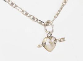 Ezüst(Ag) széles pálcikás nyaklánc, jelzett, h: 50 cm, 1,5×1,5 cm, nettó: 4 g