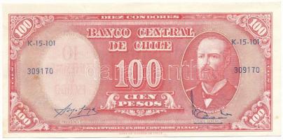 Chile DN(1963) 100P a hátlapon "10c" felülbélyegzéssel T:XF Chile ND(1963) 100 Pesos with "10 Centesimos" overprint on the reverse T:XF Krause P#127a